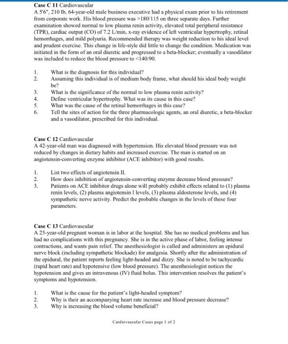 Solved Case C 11 Cardiovascular A 5'6