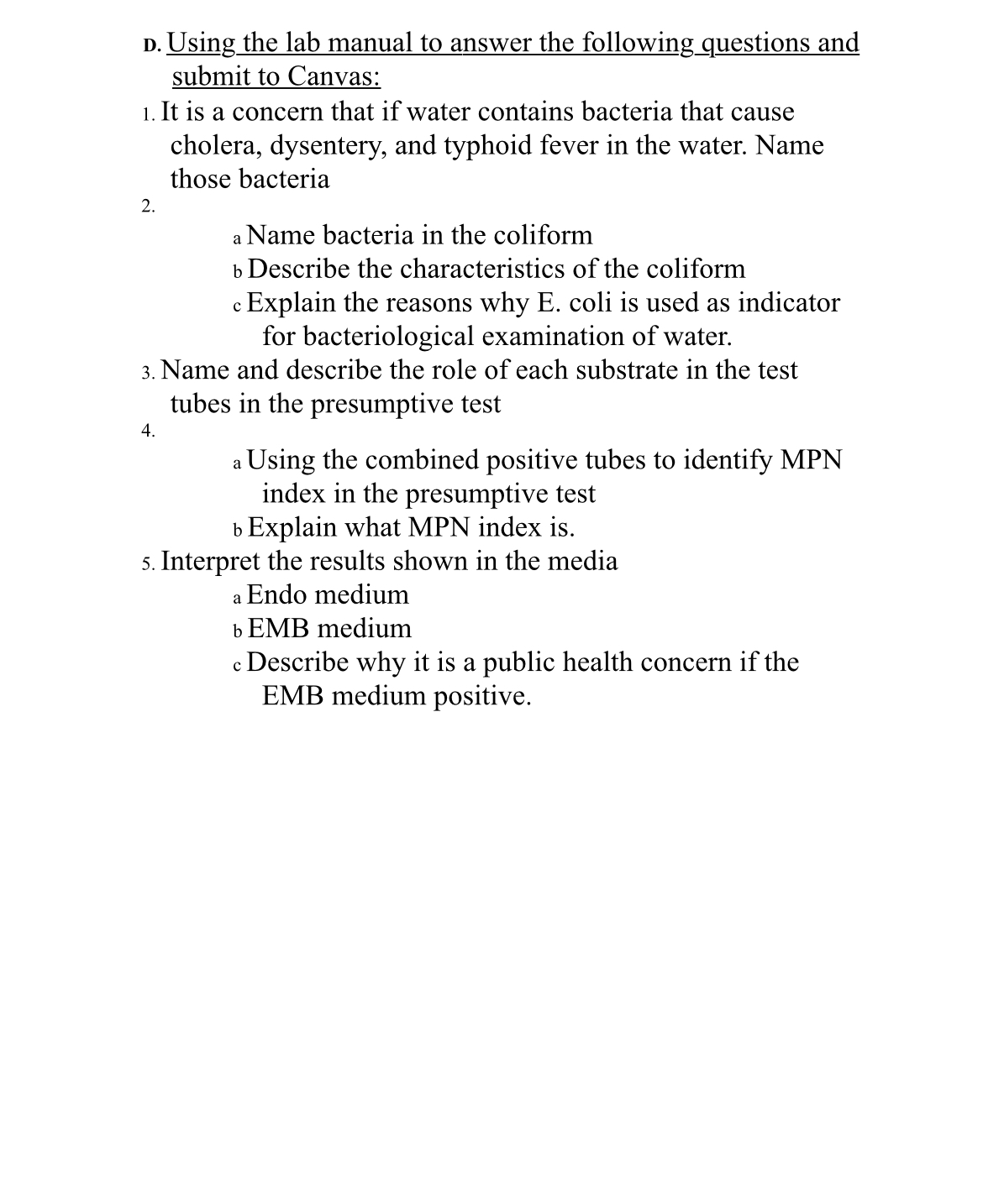 Solved D. ﻿Using the lab manual to answer the following | Chegg.com