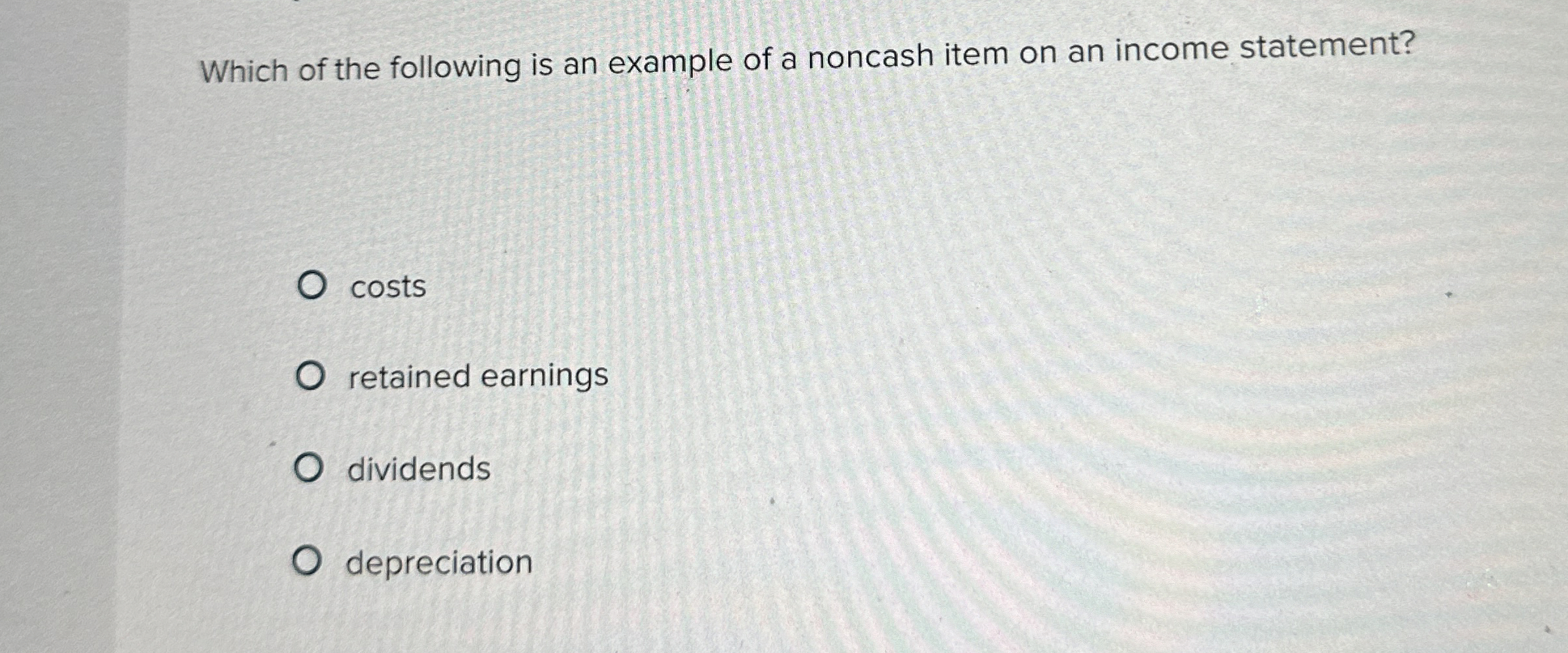 Solved Which of the following is an example of a noncash