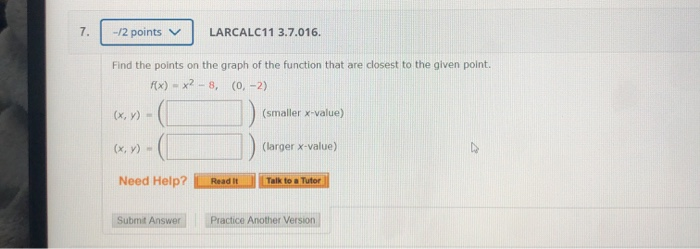 Solved -/2 points LARCALC11 3.7.016. Find the points on the | Chegg.com