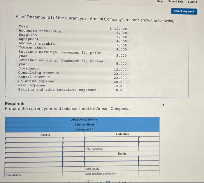 Solved Help Save & Exit Submit Check my work As of December 