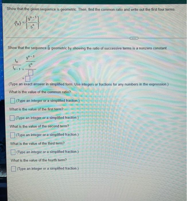 Solved Show that the given sequence is geometric Then, find | Chegg.com