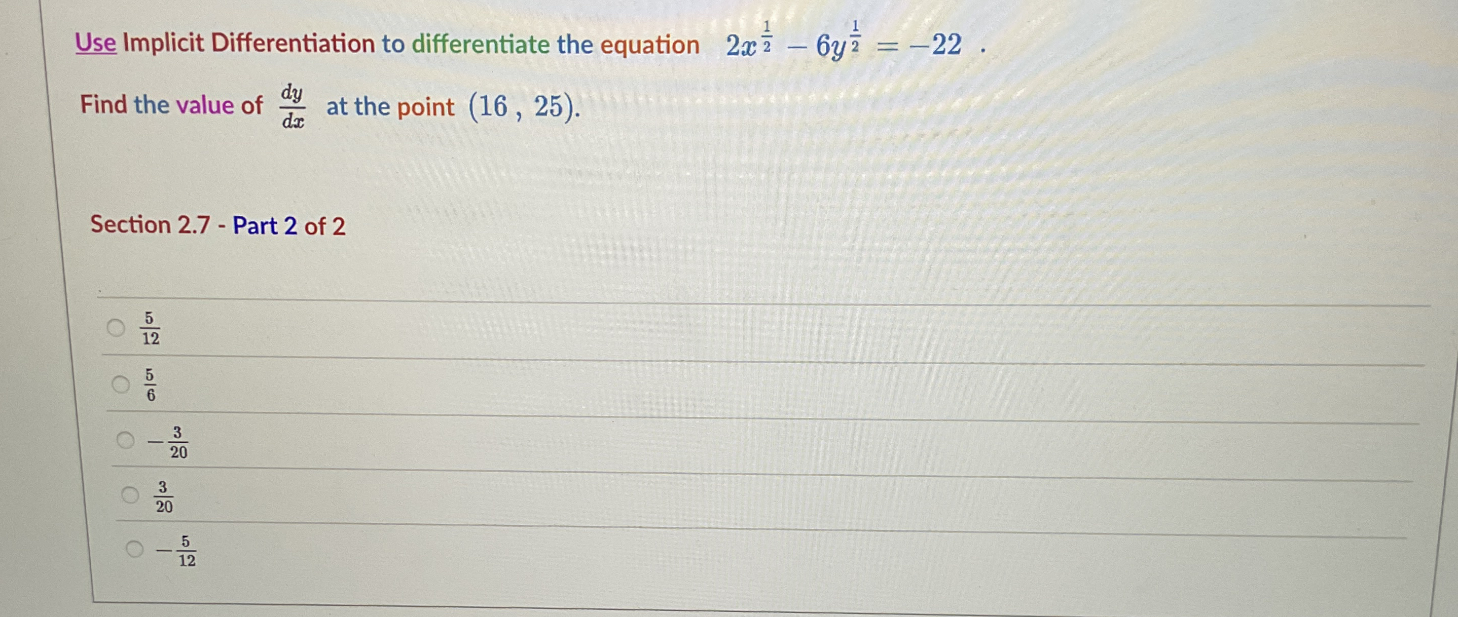 Solved Use Implicit Differentiation to differentiate the | Chegg.com