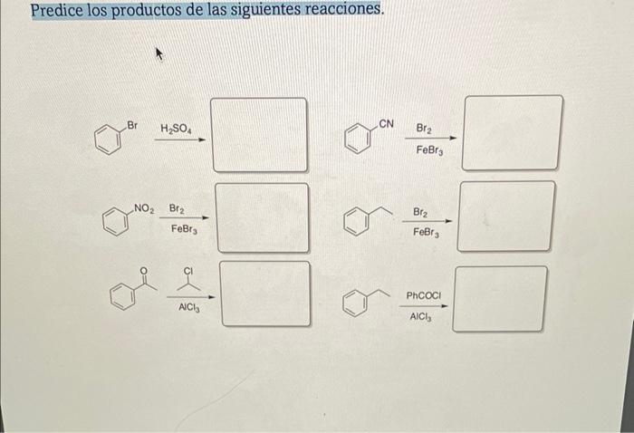 Predice los productos de las siguientes reacciones.