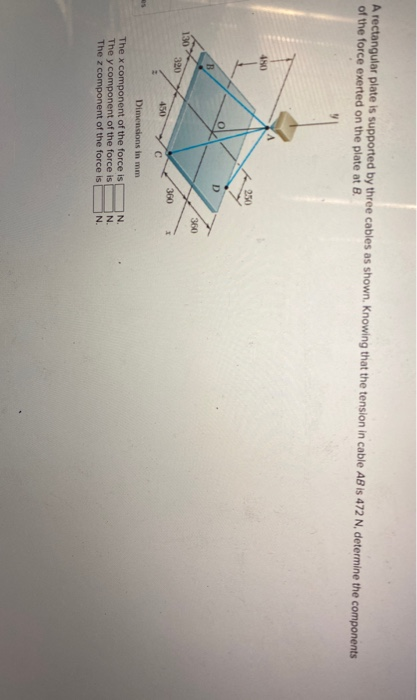 Solved A Rectangular Plate Is Supported By Three Cables As