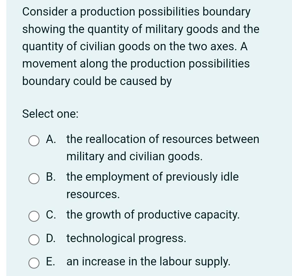 Solved Consider a production possibilities boundary showing | Chegg.com