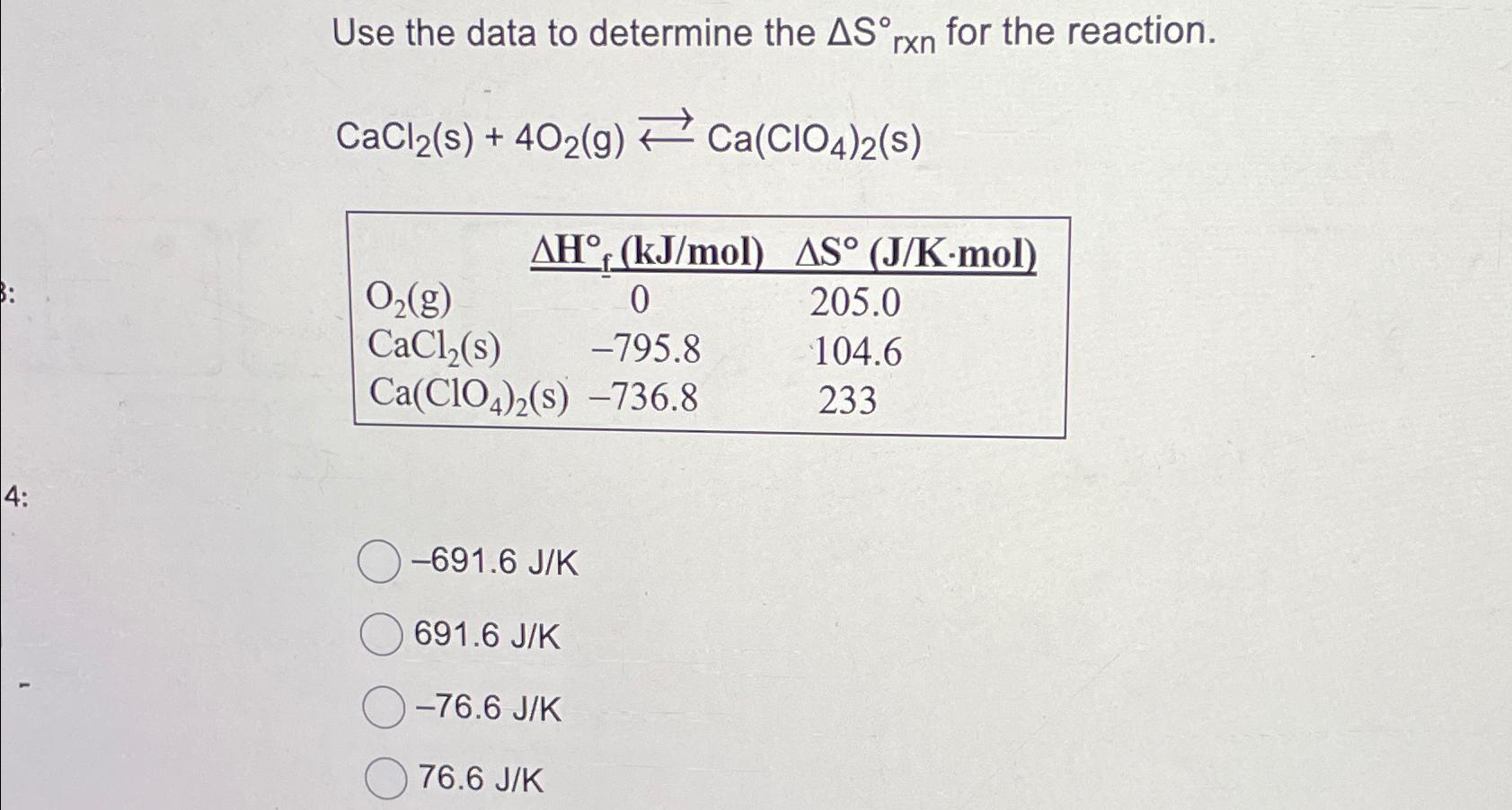 Solved Use the data to determine the ΔS°?rxn ﻿for the | Chegg.com