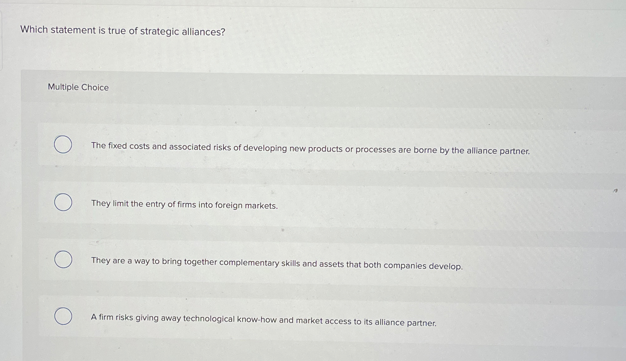 Solved Which statement is true of strategic | Chegg.com