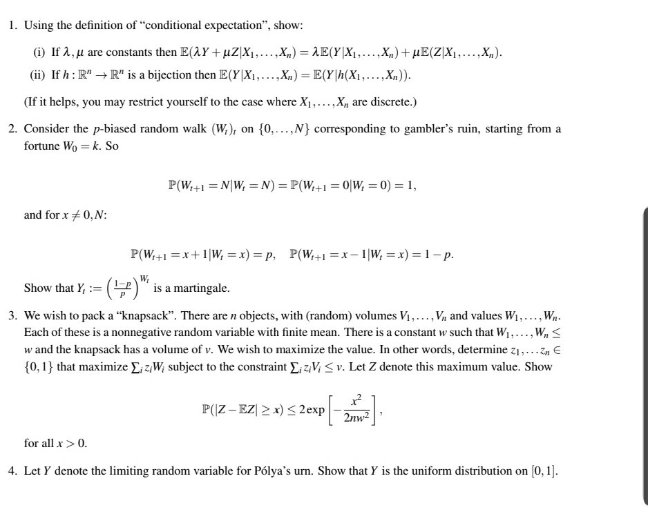 1 Using The Definition Of Conditional Expectatio Chegg Com