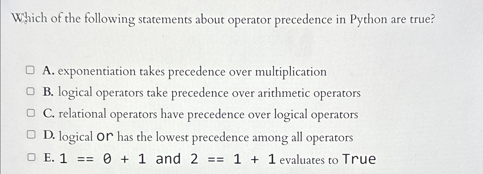Solved Which of the following statements about operator | Chegg.com