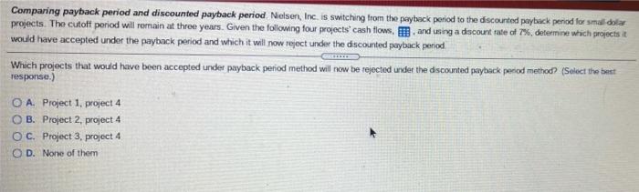 Solved Comparing Payback Period And Discounted Payback | Chegg.com