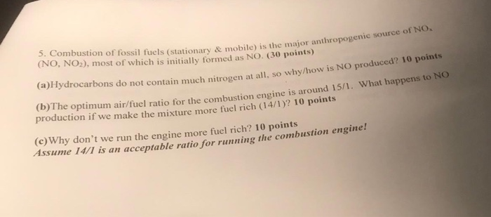 Solved 5. Combustion of fossil fuels (stationary & mobile) | Chegg.com