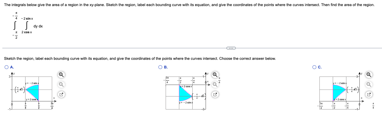 Sketch the region, label each bounding curve with its | Chegg.com