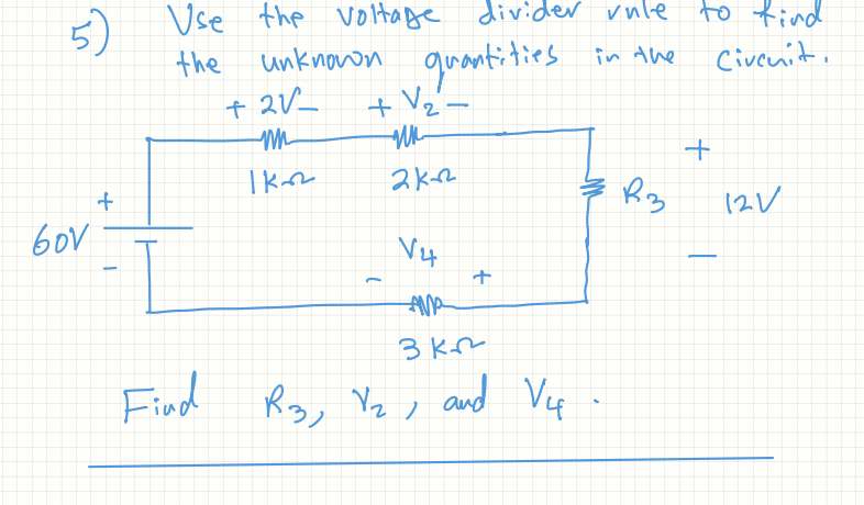 Solved Use the voltage divider vule to findthe unknown | Chegg.com