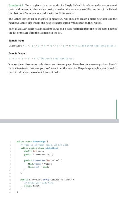 Solved Exercise 4.2 in Java Please where the code goes to | Chegg.com