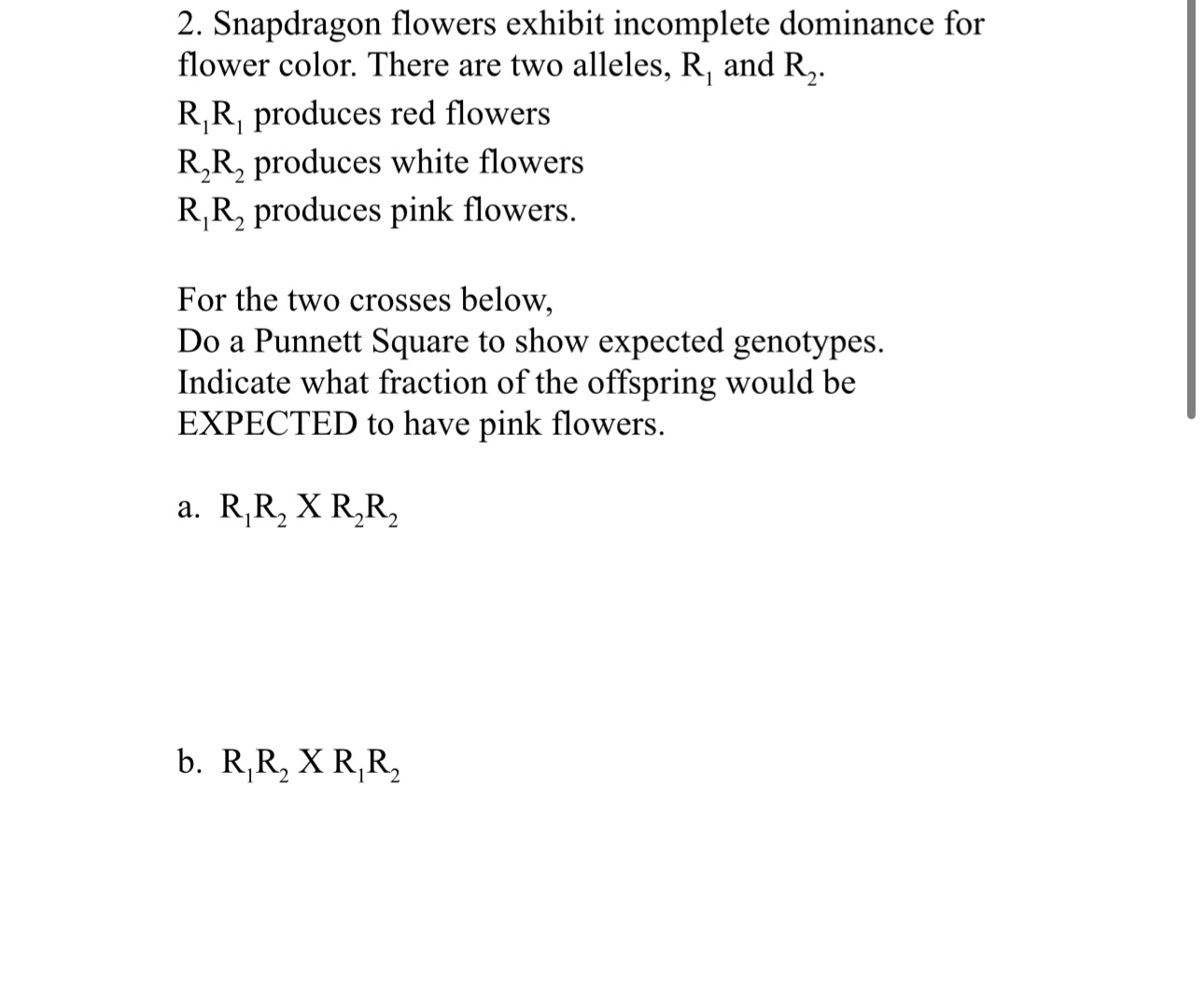 Solved Snapdragon flowers exhibit dominance for