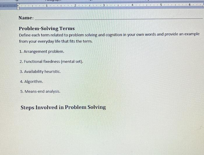 terms related to problem solving