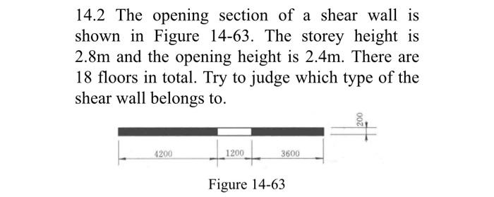 Solved 14.2 The opening section of a shear wall is shown in | Chegg.com