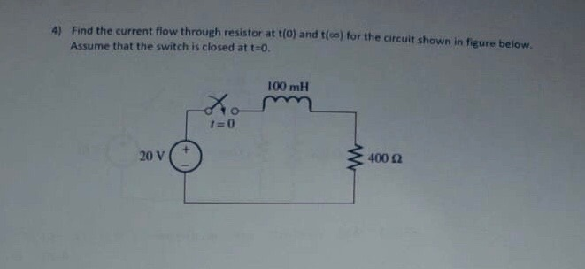 Solved 4) Find the current fiow through resistor at t(0) and | Chegg.com