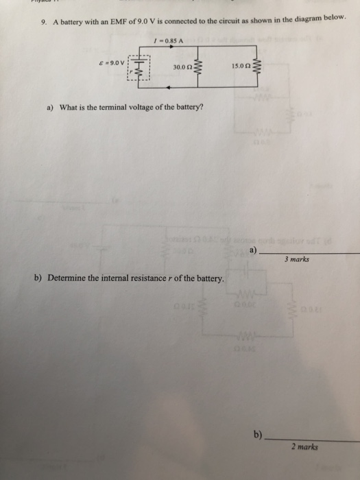 Solved 9. A battery with an EMF of 9.0 V is connected to the