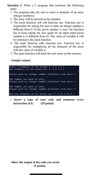 Solved Question 3. Write a C program that performs the | Chegg.com