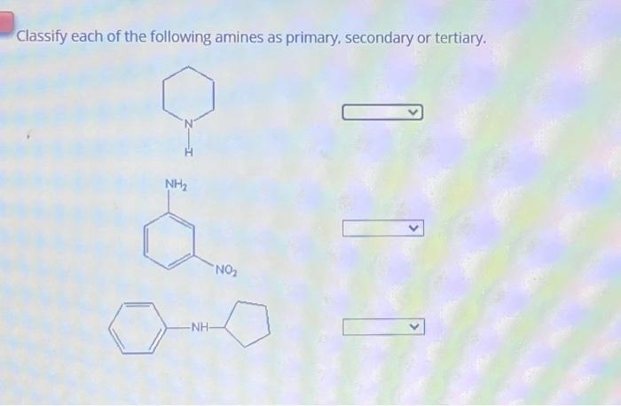 Solved Classify Each Of The Following Amines As Primary