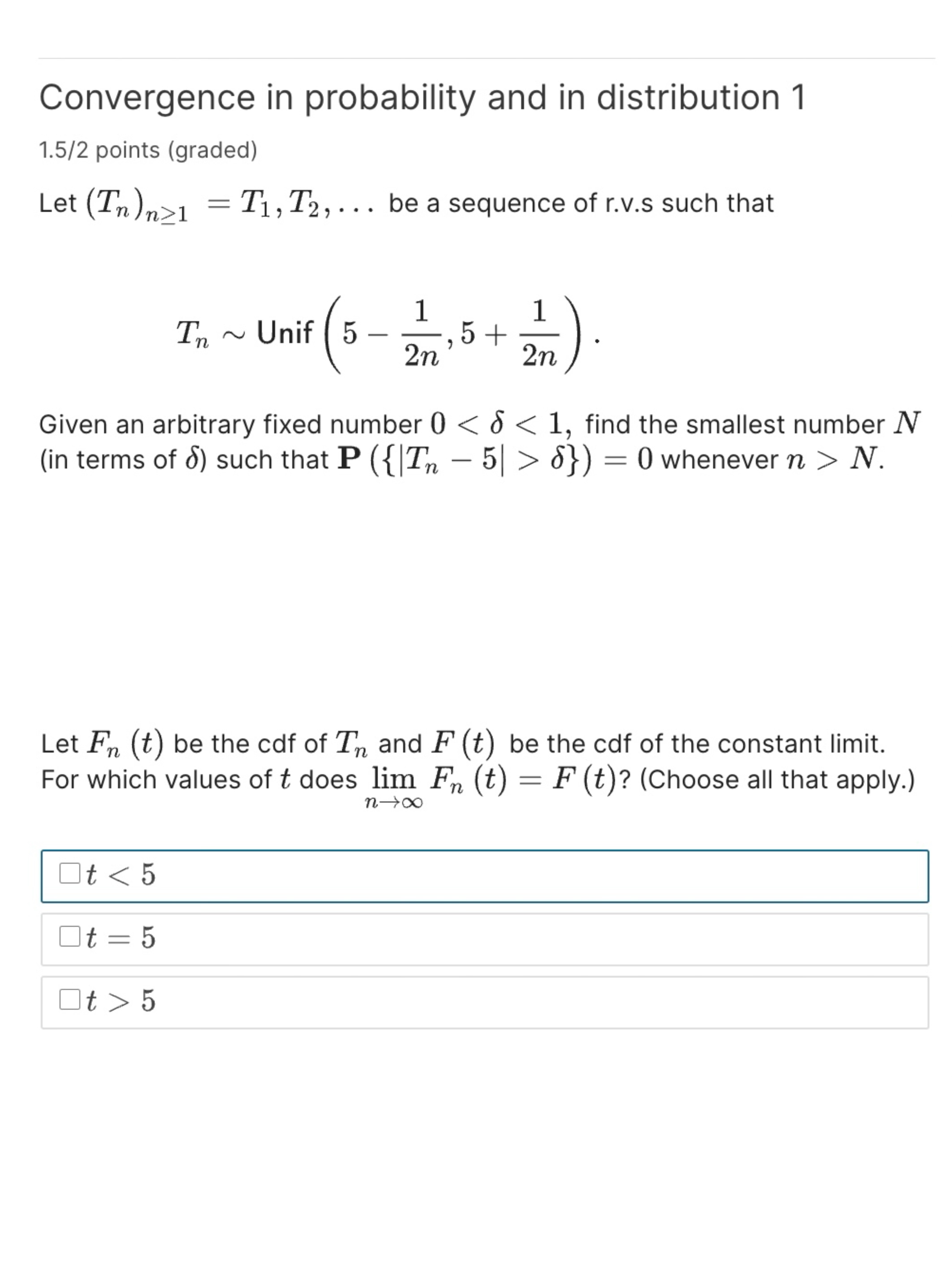 Solved Convergence in probability and in distribution 11.5/2 | Chegg.com