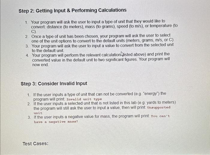 Solved Step 2: Getting Input \& Performing Calculations 1. | Chegg.com