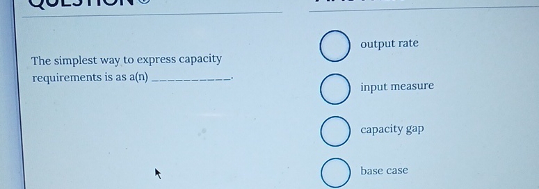 Solved output rateThe simplest way to express capacity | Chegg.com