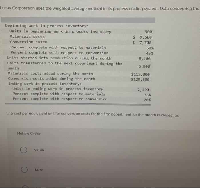 Solved Lucas Corporation uses the weighted average method in | Chegg.com