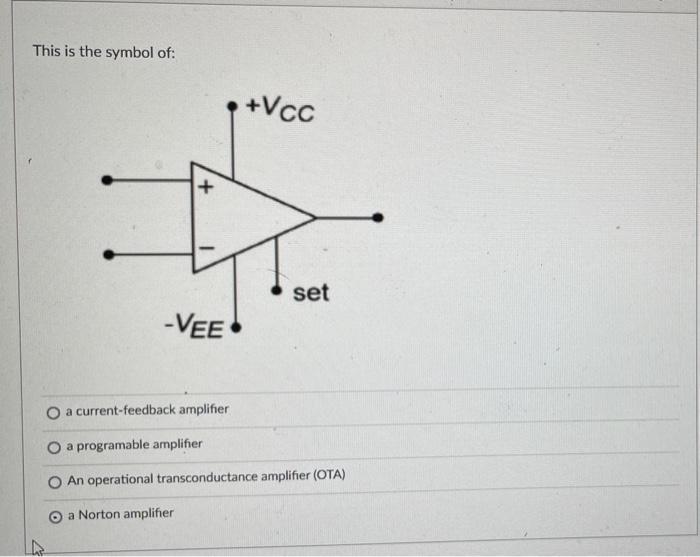 Solved This is the symbol of a currentfeedback amplifier a