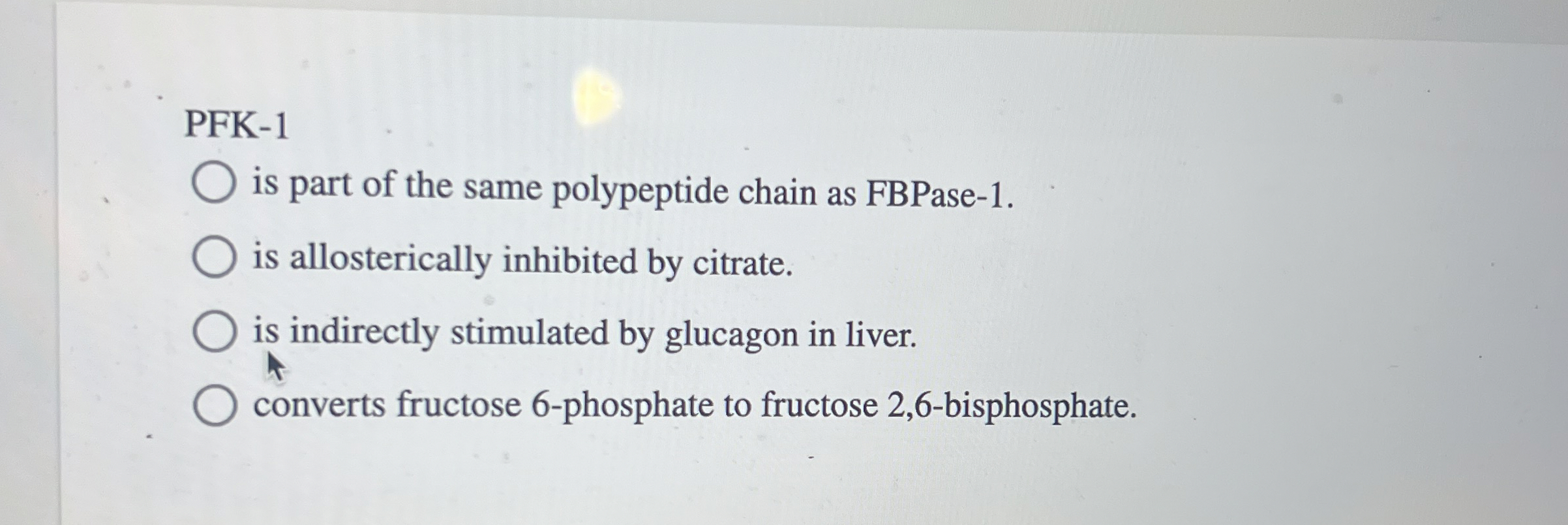 Solved PFK-1 ﻿is part of the same polypeptide chain as | Chegg.com