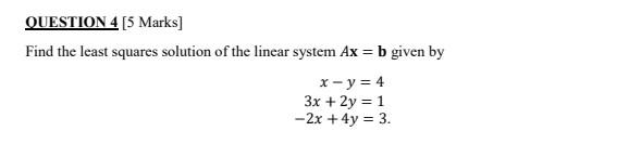 Solved Find the least squares solution of the linear system | Chegg.com