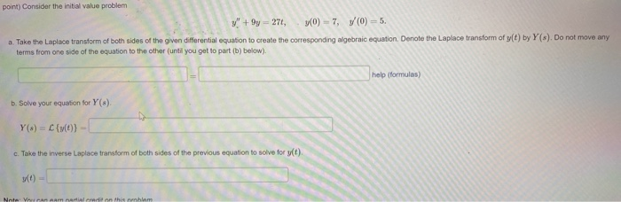 Solved point) Consider the initial value problem "+=271, | Chegg.com