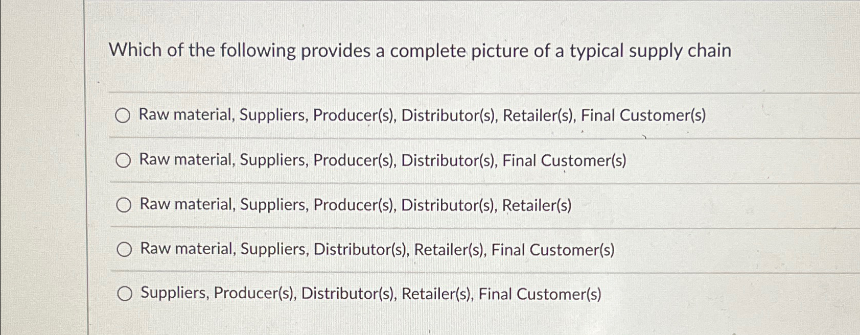 Solved Which of the following provides a complete picture of