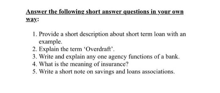 Solved Answer the following short answer questions in your | Chegg.com