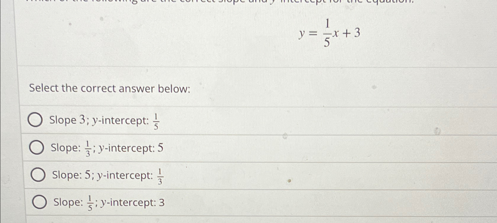 slope of y 1 3 29x 10 )  5x