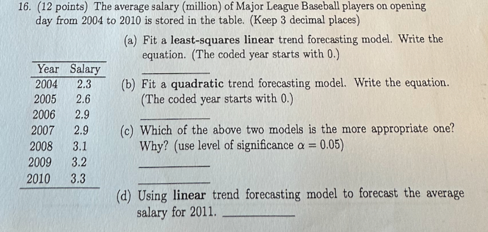 Solved The average salary (million) \ufeffof Major League | Chegg.com