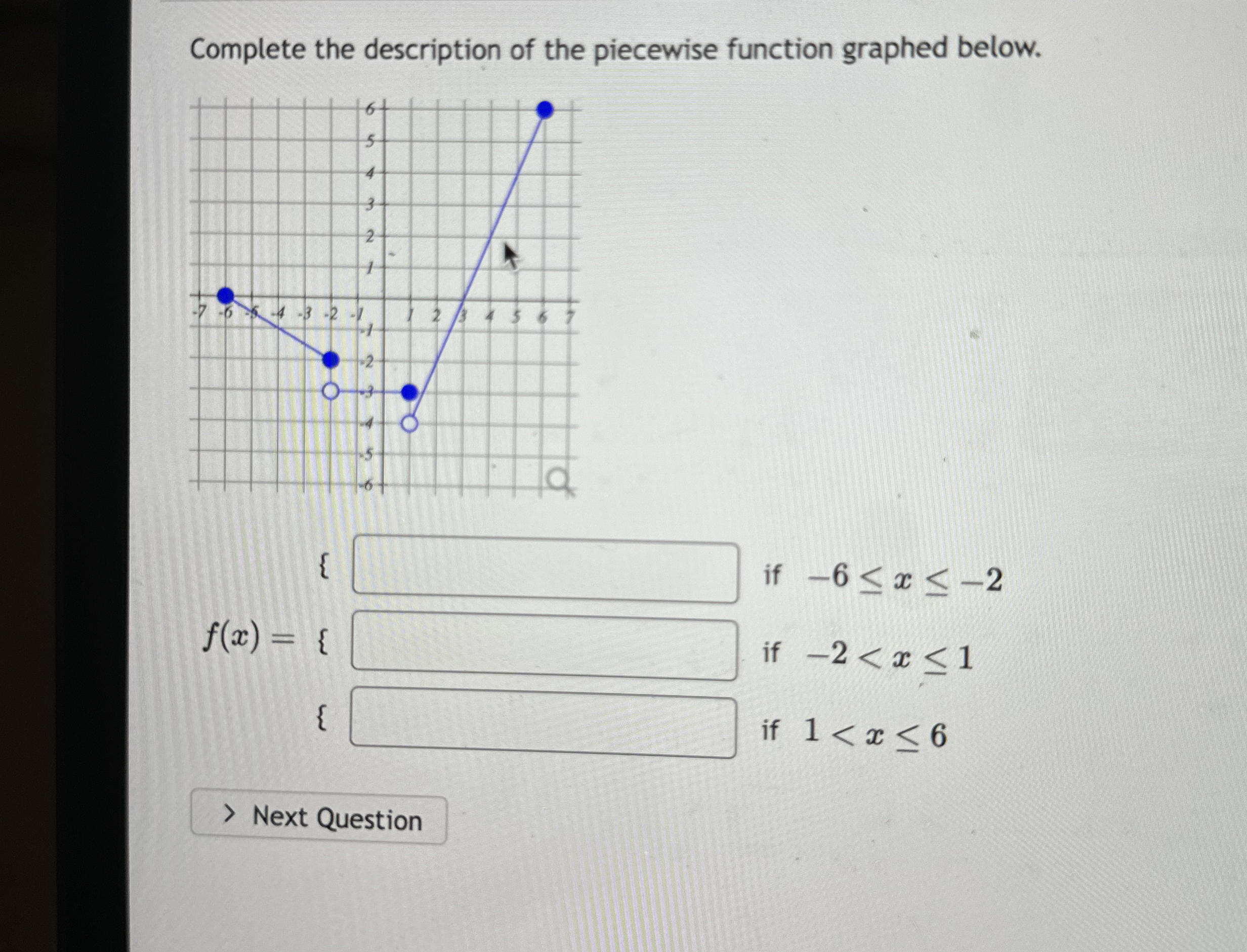 Solved Complete the description of the piecewise function | Chegg.com