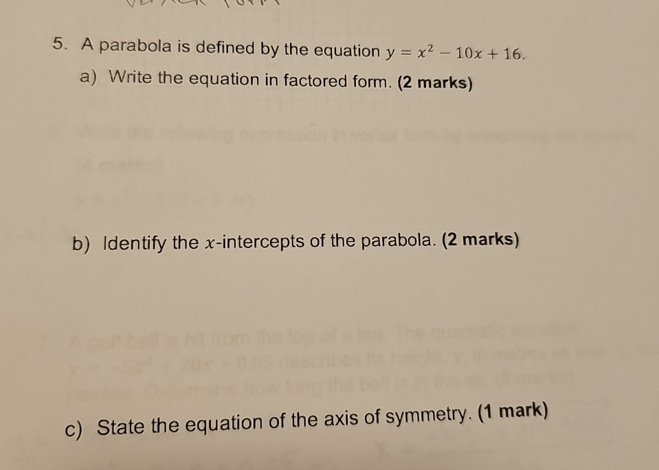 solved-a-parabola-is-defined-by-the-equation-y-x2-10x-16-a-chegg