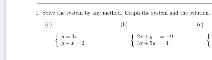 Solved 1. Solve the system by any method. Graph the system | Chegg.com
