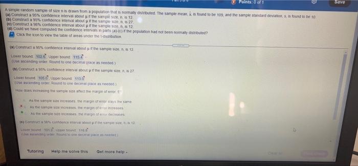 Solved Points: 0 of 1 Save A simple random sample of size is | Chegg.com