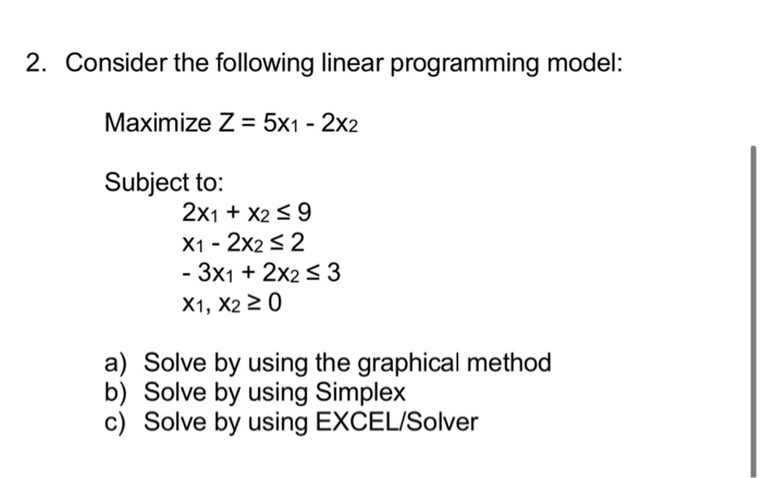 2. Consider the following linear programming model: | Chegg.com