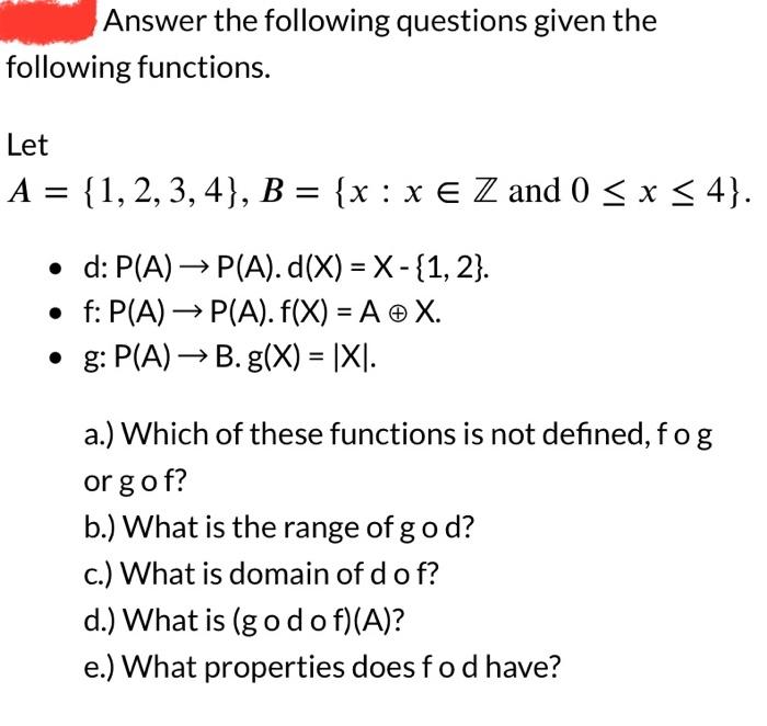 Solved Answer the following questions given the following | Chegg.com