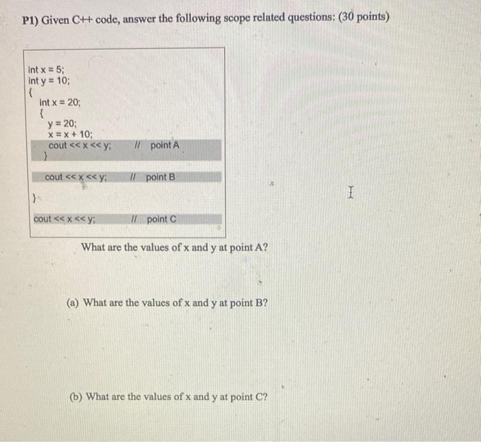 Solved P1) Given CH code, answer the following scope related | Chegg.com