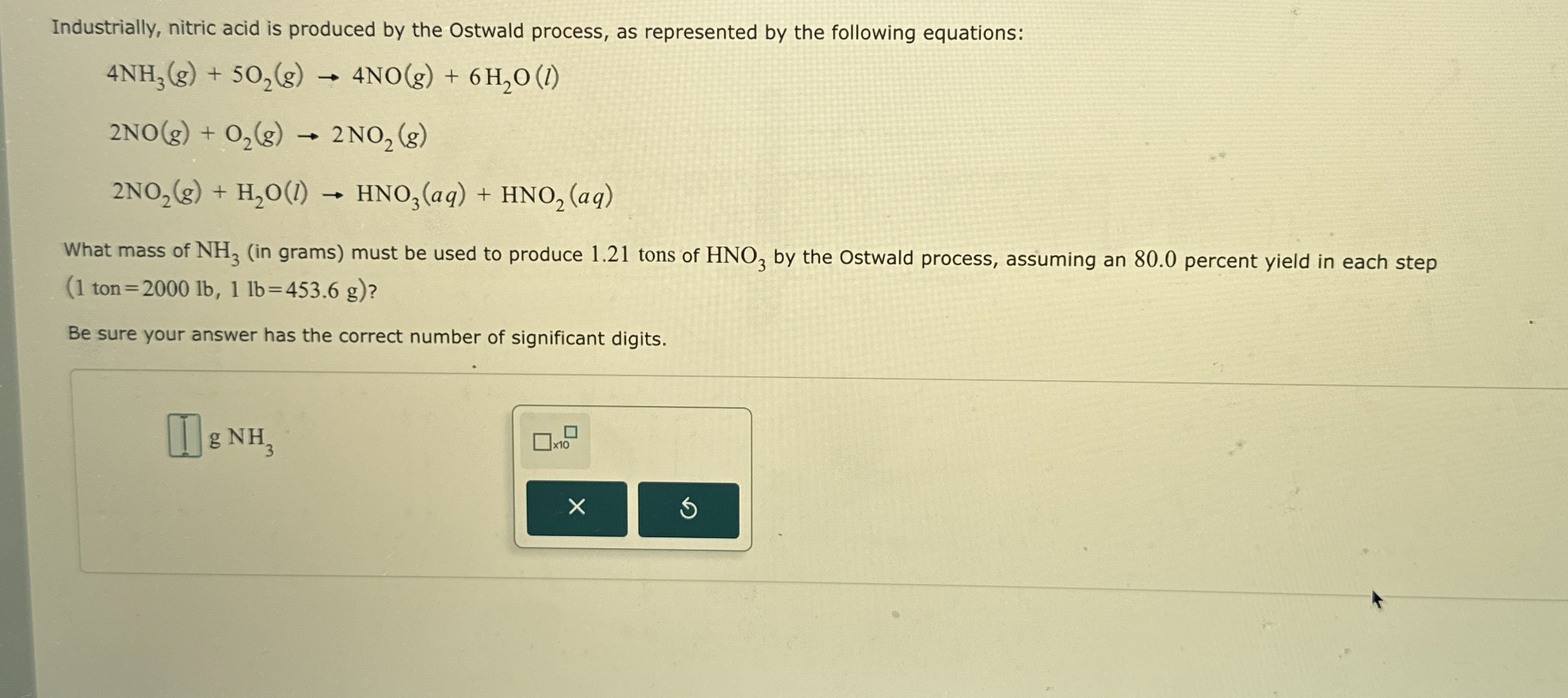 Industrially, nitric acid is produced by the Ostwald