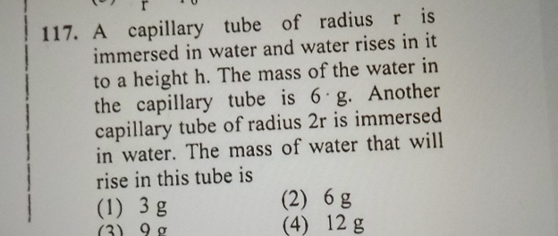 Solved A capillary tube of radius r ﻿is immersed in water | Chegg.com