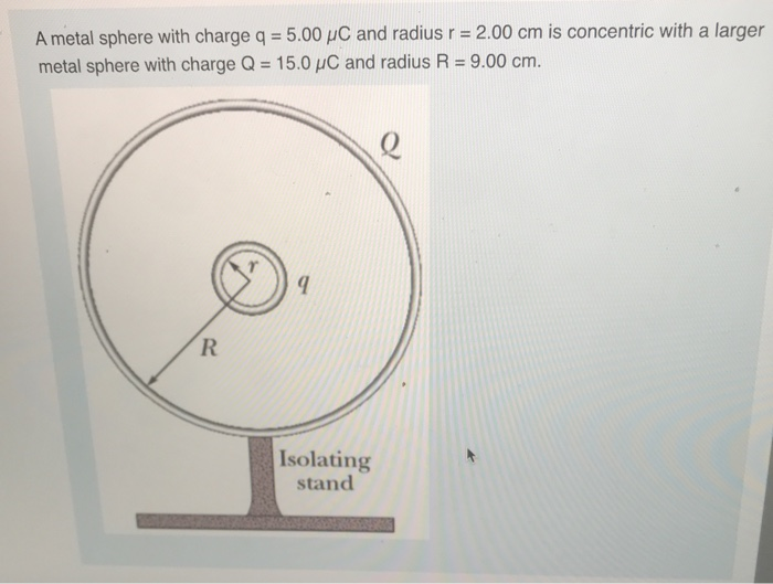 Solved A Metal Sphere With Charge Q = 5.00 PC And Radius R = | Chegg.com