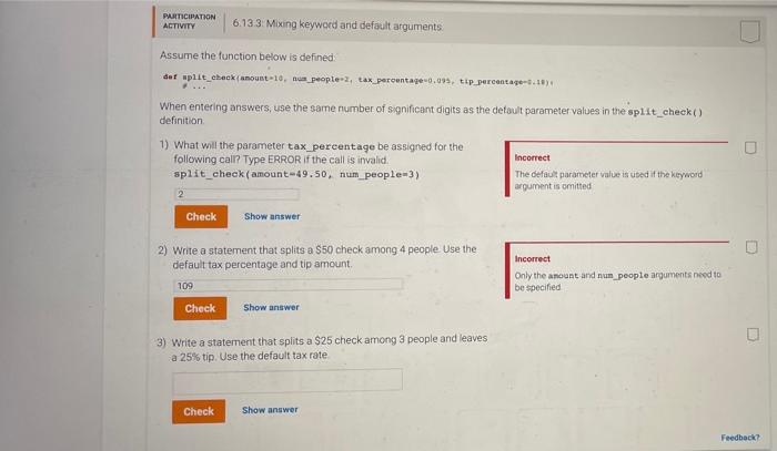 Solved PARTICIPATION ACTIVITY 6.13 3. Mixing keyword and | Chegg.com