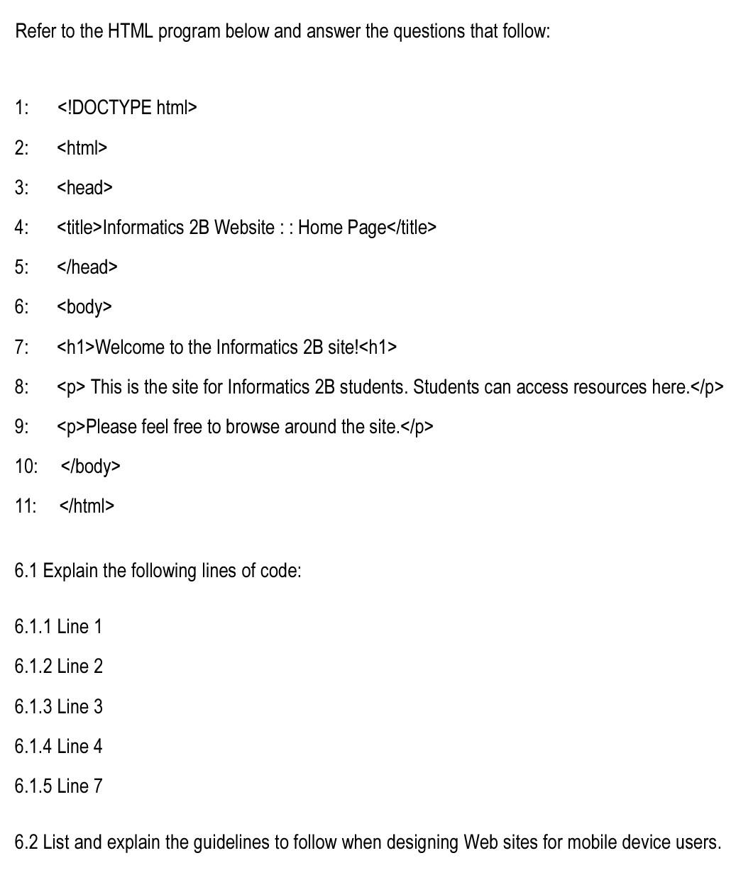 Solved Refer to the HTML program below and answer the | Chegg.com